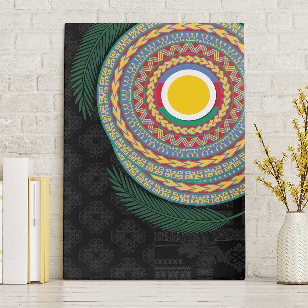 Shefa Tribal Tattoo with Namele Leaves Canvas Wall Art LT03 Without Frame Black - Polynesian Pride