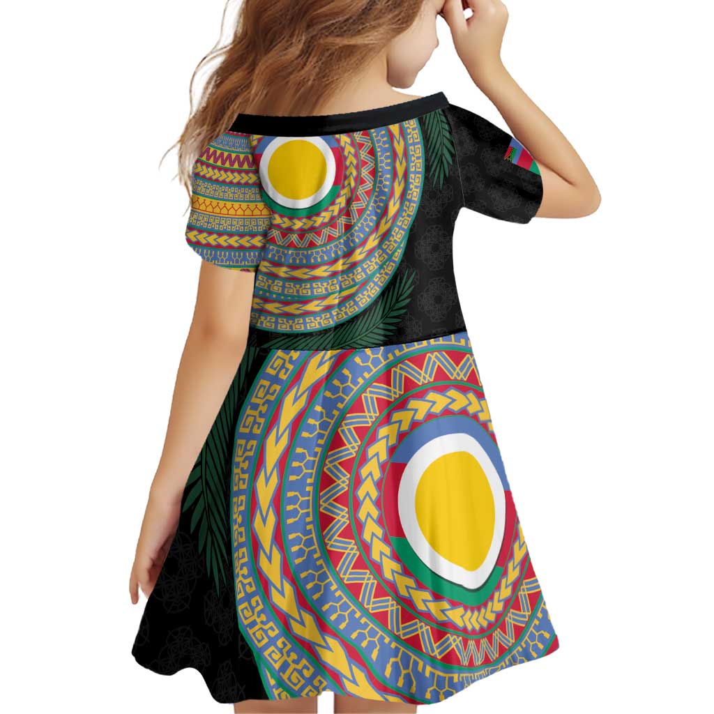 Shefa Tribal Tattoo with Namele Leaves Family Matching Off Shoulder Short Dress and Hawaiian Shirt