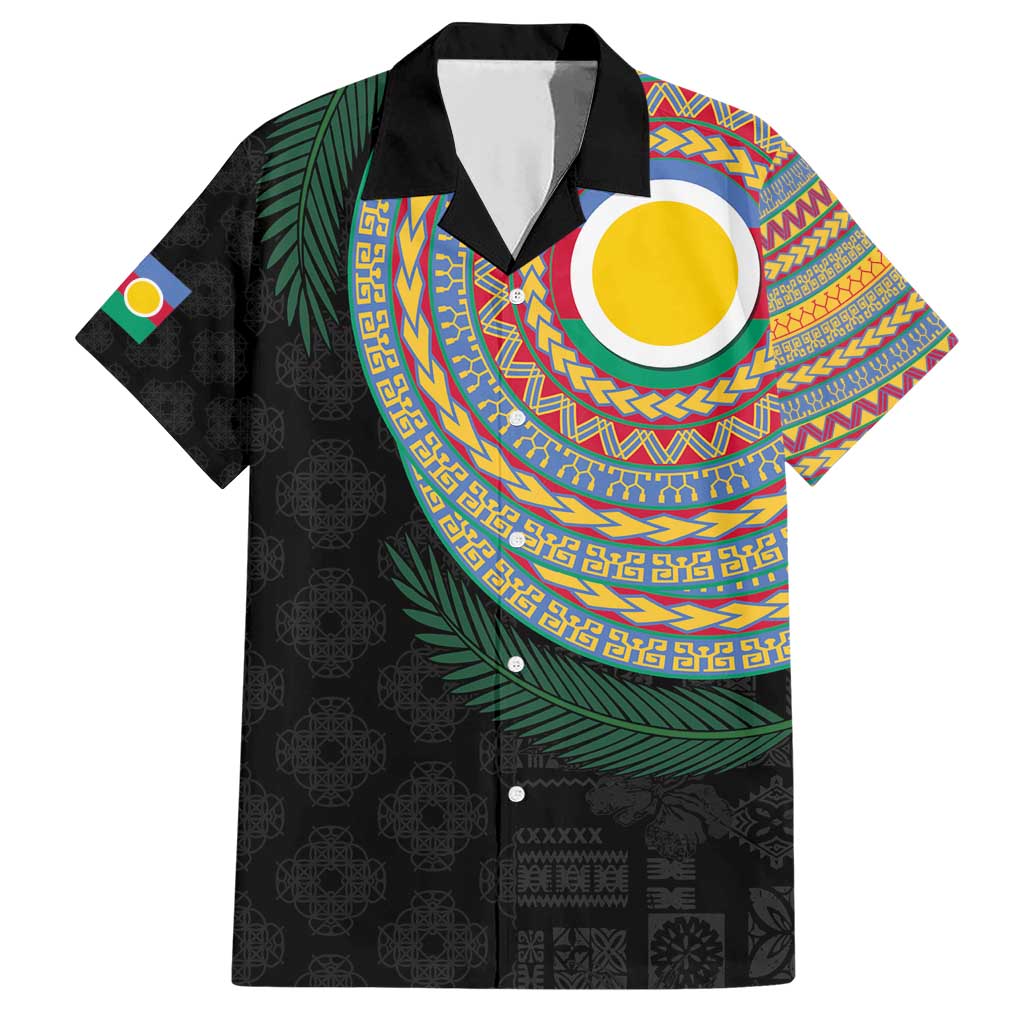 Shefa Tribal Tattoo with Namele Leaves Family Matching Short Sleeve Bodycon Dress and Hawaiian Shirt