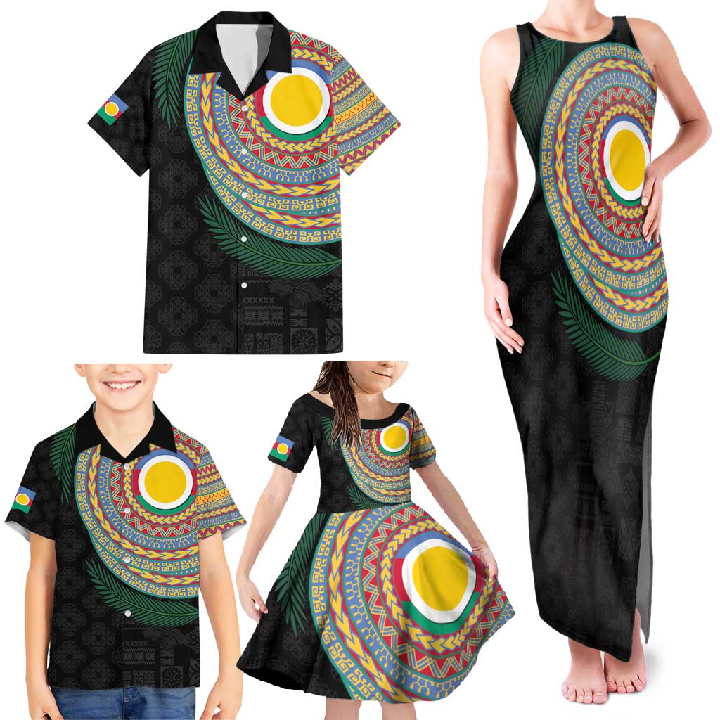 Shefa Tribal Tattoo with Namele Leaves Family Matching Tank Maxi Dress and Hawaiian Shirt LT03 - Polynesian Pride