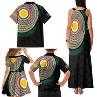 Shefa Tribal Tattoo with Namele Leaves Family Matching Tank Maxi Dress and Hawaiian Shirt