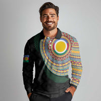 Shefa Tribal Tattoo with Namele Leaves Long Sleeve Polo Shirt