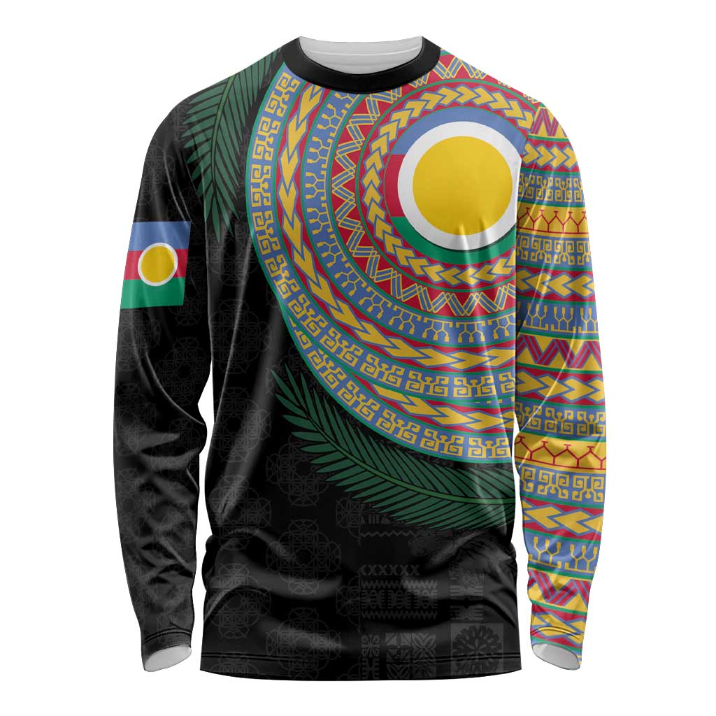 Shefa Tribal Tattoo with Namele Leaves Long Sleeve Shirt LT03 Unisex Black - Polynesian Pride