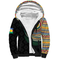 Shefa Tribal Tattoo with Namele Leaves Sherpa Hoodie LT03 Unisex Black - Polynesian Pride