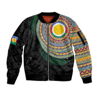 Shefa Tribal Tattoo with Namele Leaves Sleeve Zip Bomber Jacket