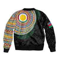 Shefa Tribal Tattoo with Namele Leaves Sleeve Zip Bomber Jacket