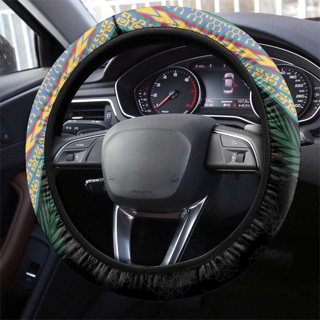 Shefa Tribal Tattoo with Namele Leaves Steering Wheel Cover LT03 - Polynesian Pride