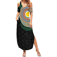 Shefa Tribal Tattoo with Namele Leaves Summer Maxi Dress