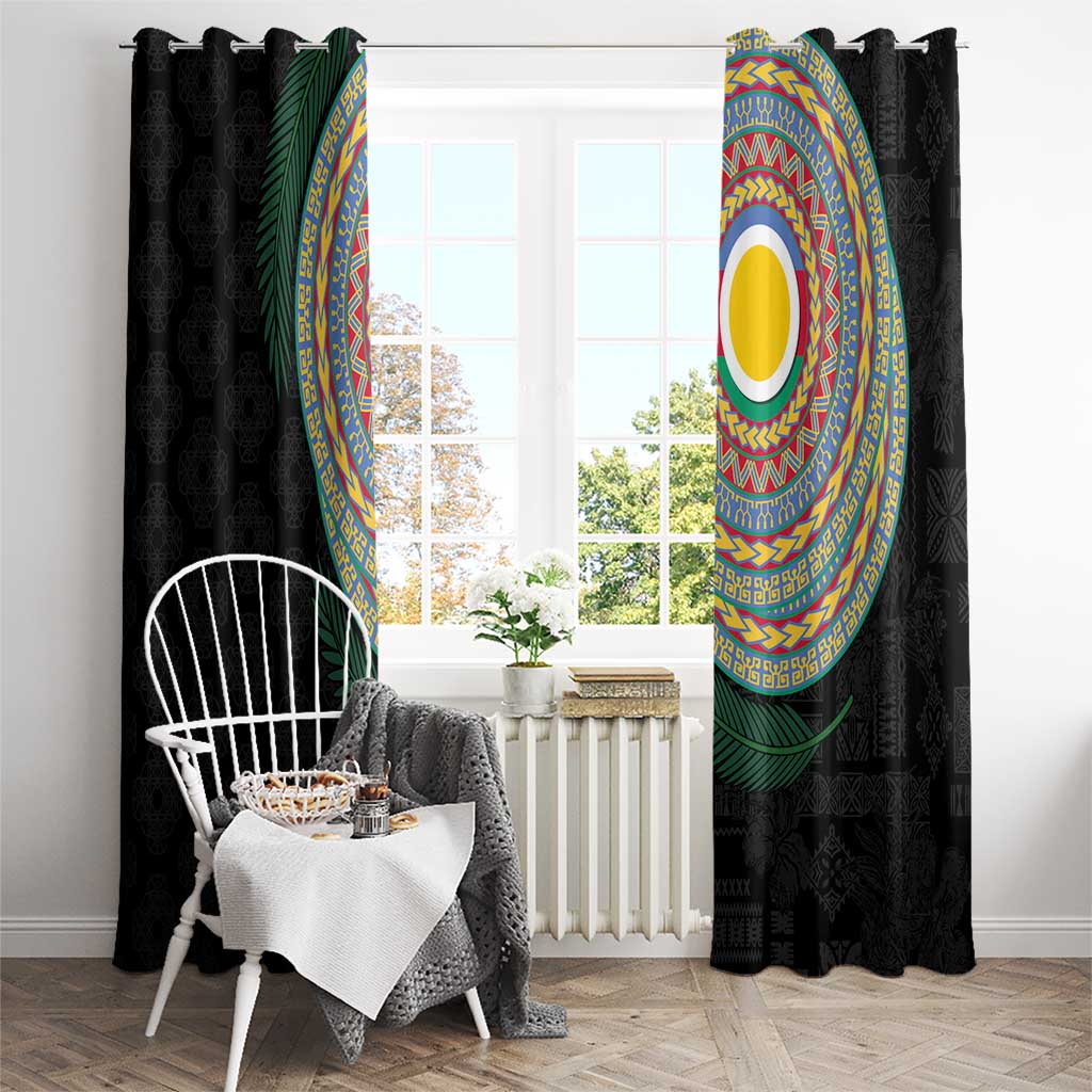 Shefa Tribal Tattoo with Namele Leaves Window Curtain