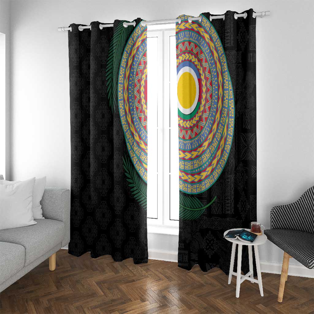 Shefa Tribal Tattoo with Namele Leaves Window Curtain