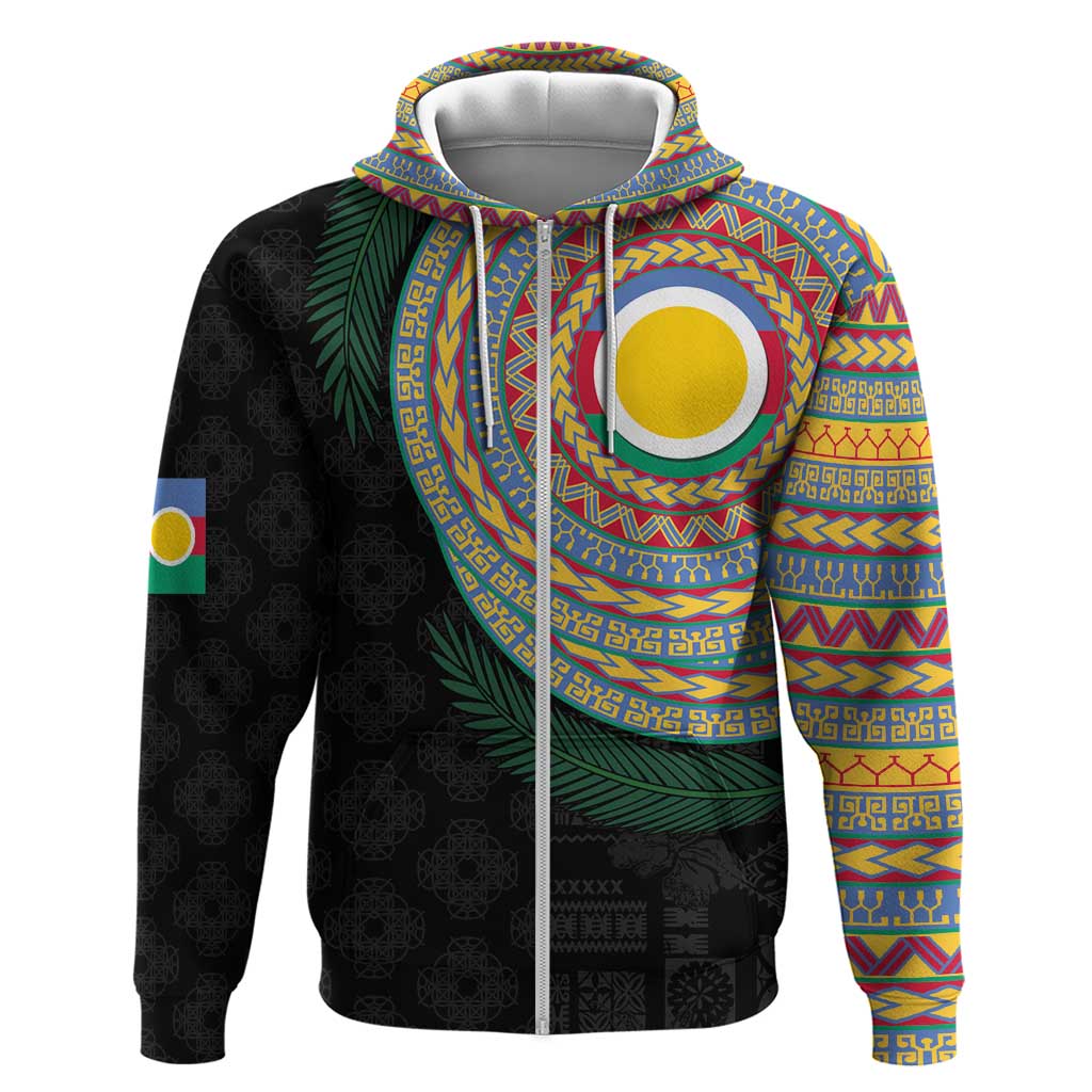 Shefa Tribal Tattoo with Namele Leaves Zip Hoodie