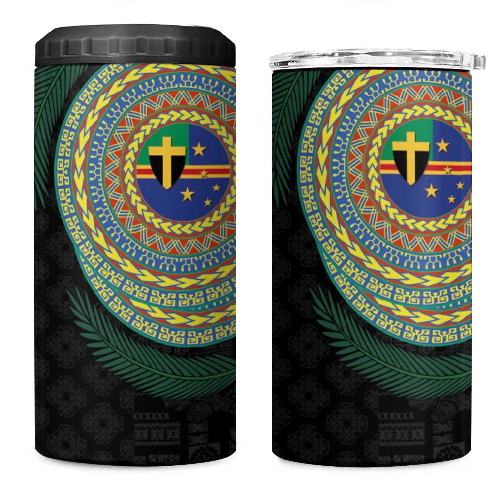 Tafea Tribal Tattoo with Namele Leaves 4 in 1 Can Cooler Tumbler LT03 One Size: 16 oz Black - Polynesian Pride