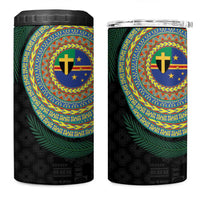 Tafea Tribal Tattoo with Namele Leaves 4 in 1 Can Cooler Tumbler LT03 One Size: 16 oz Black - Polynesian Pride
