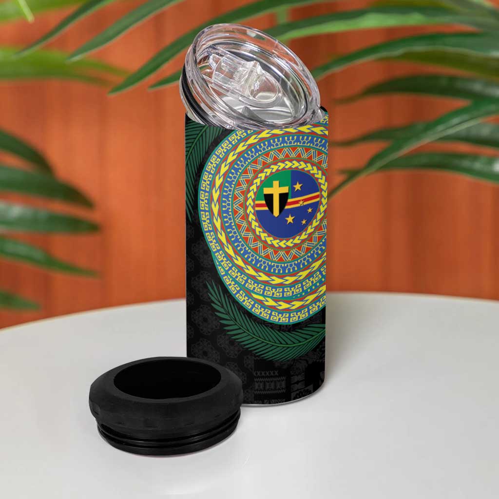 Tafea Tribal Tattoo with Namele Leaves 4 in 1 Can Cooler Tumbler LT03 - Polynesian Pride