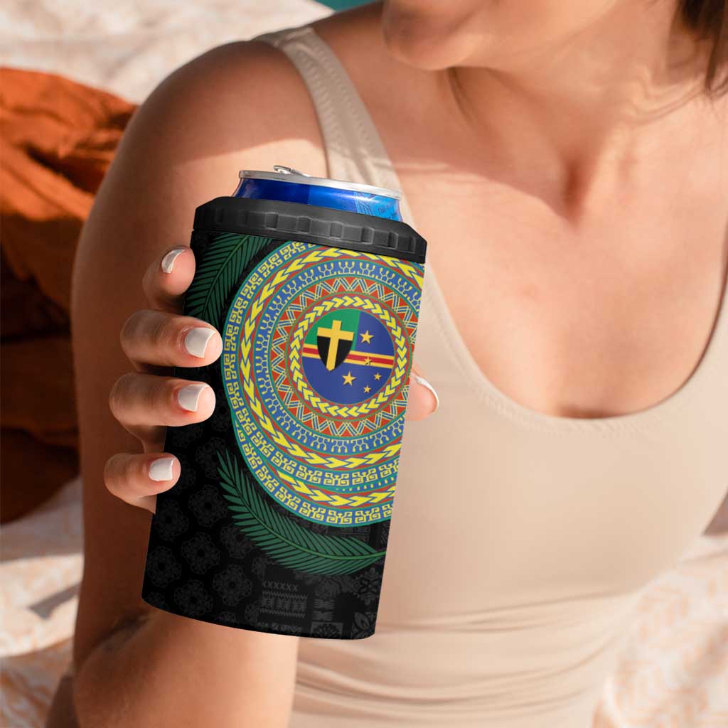 Tafea Tribal Tattoo with Namele Leaves 4 in 1 Can Cooler Tumbler LT03 - Polynesian Pride