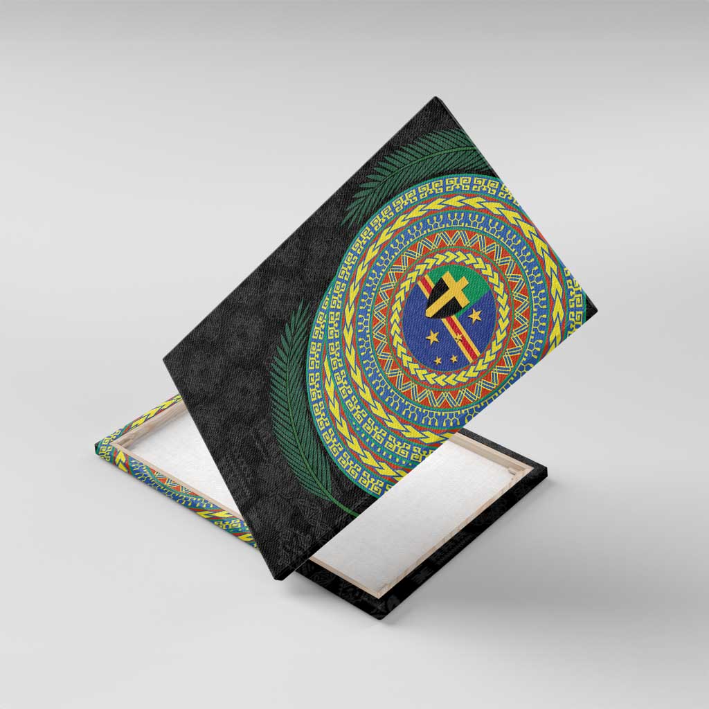 Tafea Tribal Tattoo with Namele Leaves Canvas Wall Art LT03 With Frame Black - Polynesian Pride