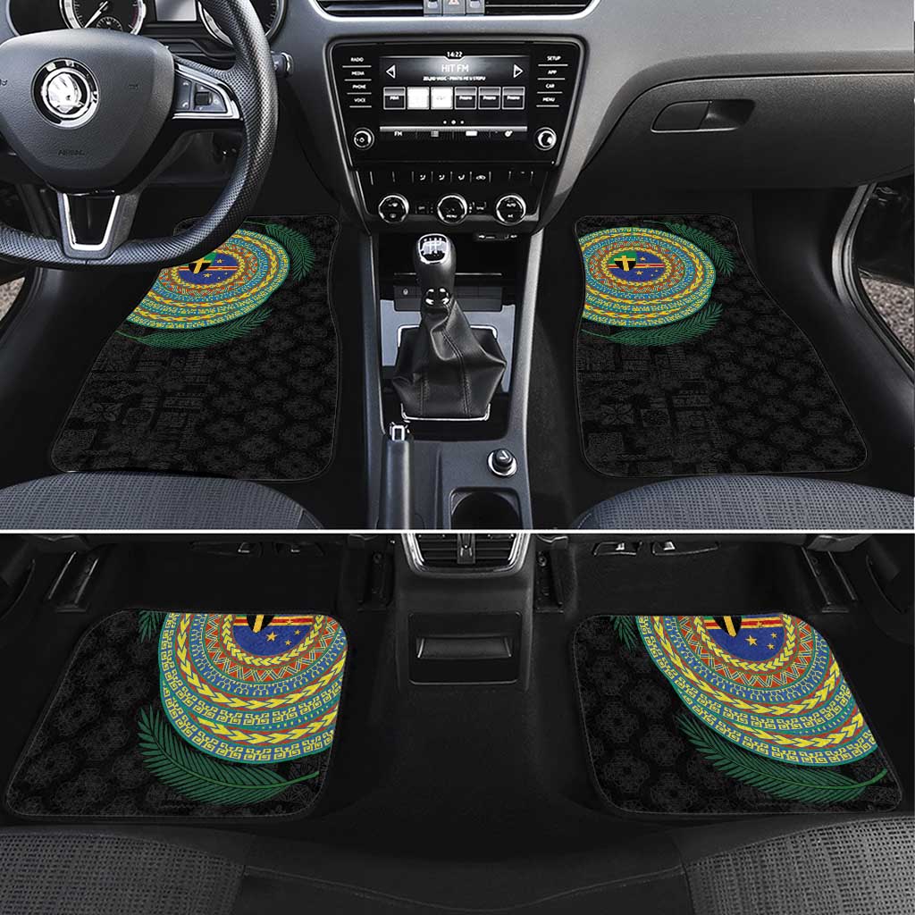 Tafea Tribal Tattoo with Namele Leaves Car Mats LT03 Set 4pcs Black - Polynesian Pride