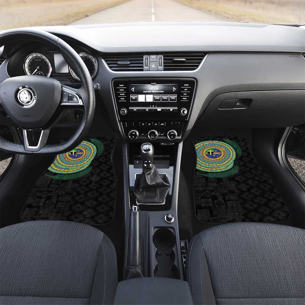 Tafea Tribal Tattoo with Namele Leaves Car Mats LT03 Set 2pcs - Front Black - Polynesian Pride
