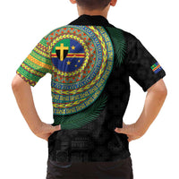 Tafea Tribal Tattoo with Namele Leaves Family Matching Off Shoulder Short Dress and Hawaiian Shirt