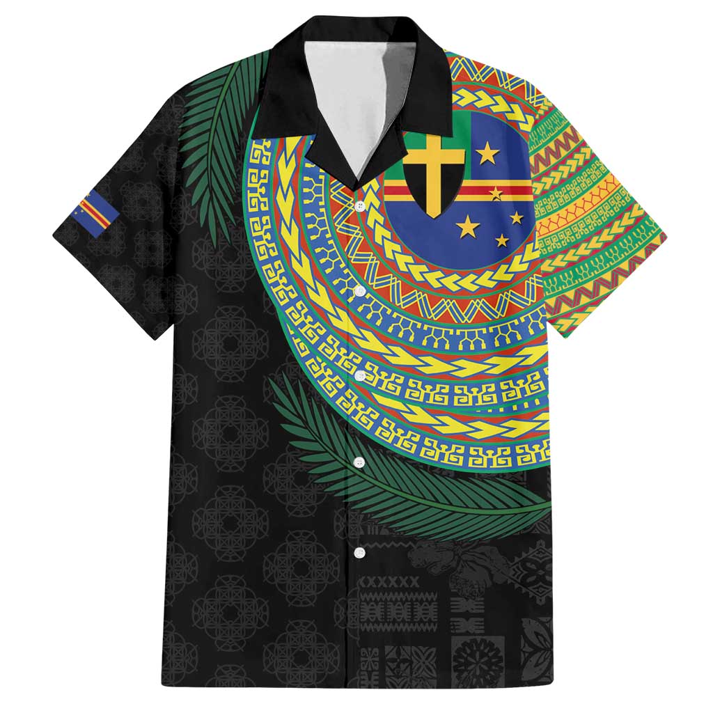 Tafea Tribal Tattoo with Namele Leaves Family Matching Off Shoulder Short Dress and Hawaiian Shirt