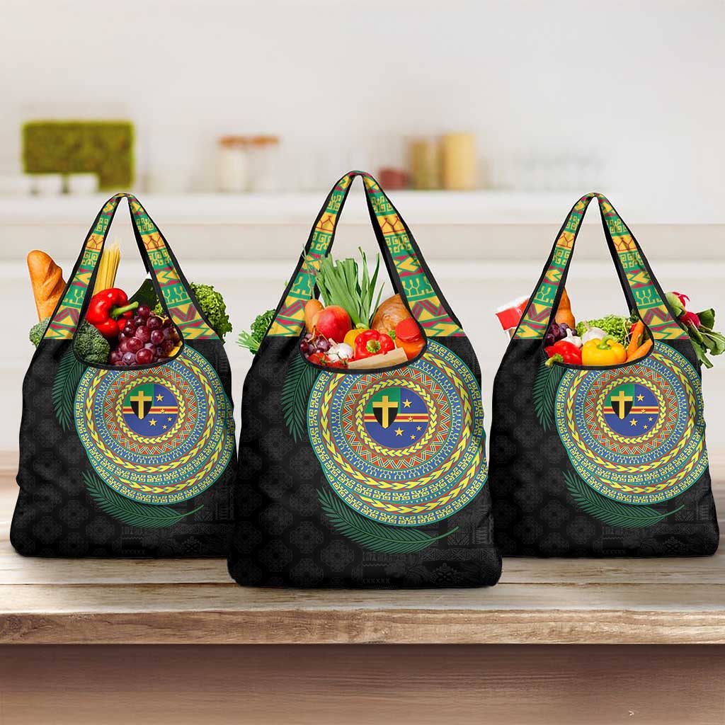 Tafea Tribal Tattoo with Namele Leaves Grocery Bag LT03 3-pack One Size Black - Polynesian Pride