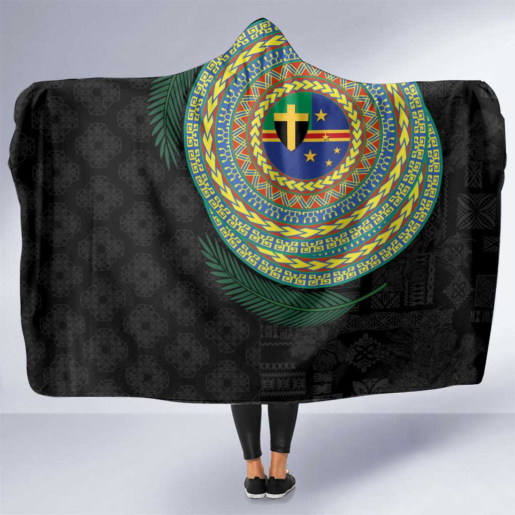 Tafea Tribal Tattoo with Namele Leaves Hooded Blanket LT03 One Size Black - Polynesian Pride