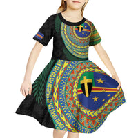 Tafea Tribal Tattoo with Namele Leaves Kid Short Sleeve Dress LT03 - Polynesian Pride