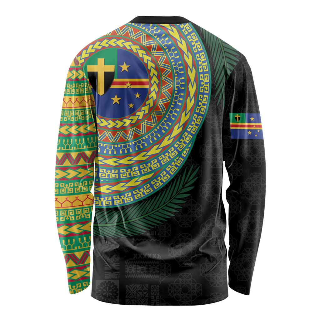 Tafea Tribal Tattoo with Namele Leaves Long Sleeve Shirt LT03 - Polynesian Pride