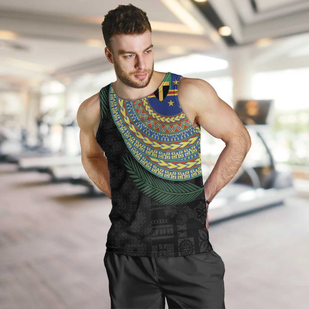 Tafea Tribal Tattoo with Namele Leaves Men Tank Top LT03 Black - Polynesian Pride