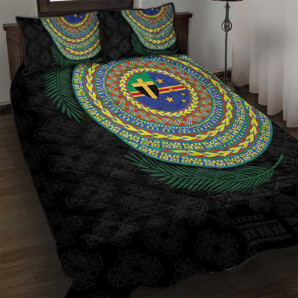 Tafea Tribal Tattoo with Namele Leaves Quilt Bed Set