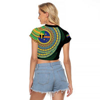 Tafea Tribal Tattoo with Namele Leaves Raglan Cropped T Shirt