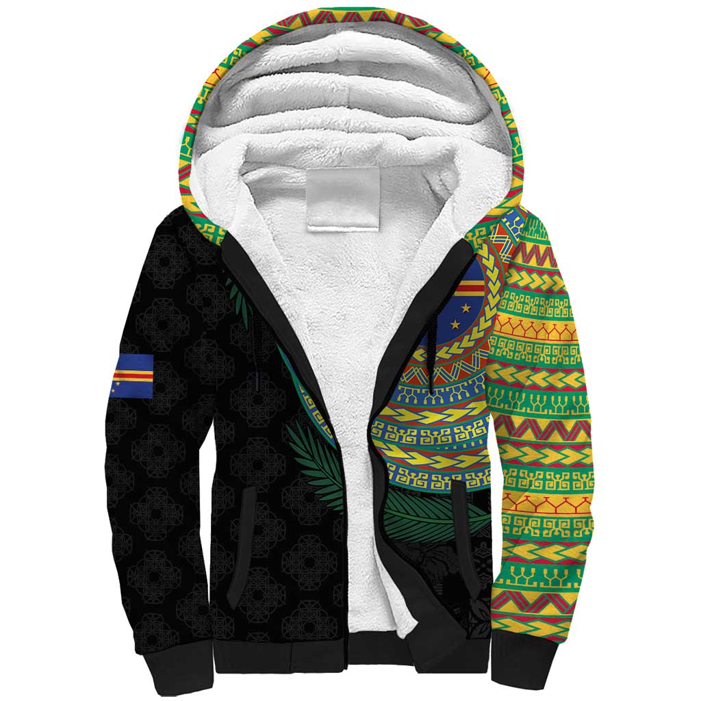 Tafea Tribal Tattoo with Namele Leaves Sherpa Hoodie LT03 Unisex Black - Polynesian Pride