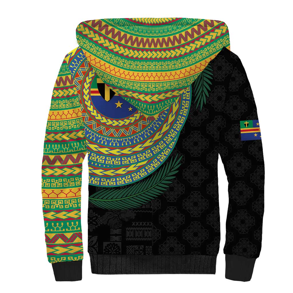 Tafea Tribal Tattoo with Namele Leaves Sherpa Hoodie LT03 - Polynesian Pride