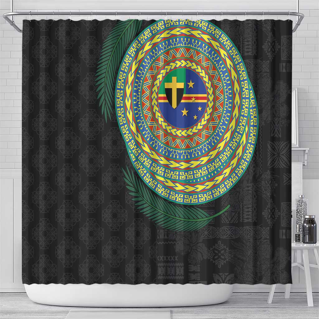Tafea Tribal Tattoo with Namele Leaves Shower Curtain