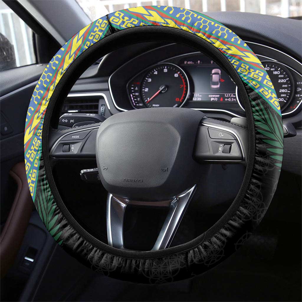 Tafea Tribal Tattoo with Namele Leaves Steering Wheel Cover LT03 - Polynesian Pride