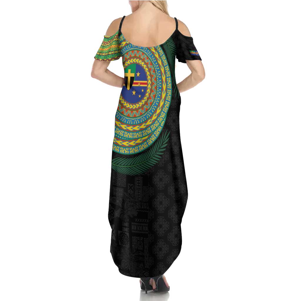 Tafea Tribal Tattoo with Namele Leaves Summer Maxi Dress