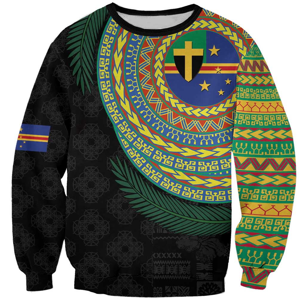 Tafea Tribal Tattoo with Namele Leaves Sweatshirt LT03 Unisex Black - Polynesian Pride