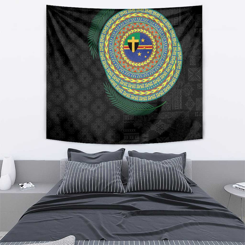 Tafea Tribal Tattoo with Namele Leaves Tapestry