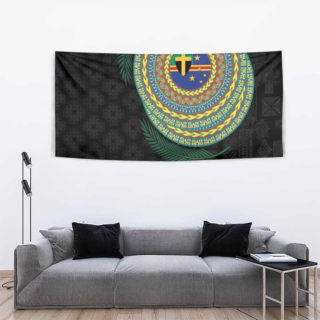 Tafea Tribal Tattoo with Namele Leaves Tapestry