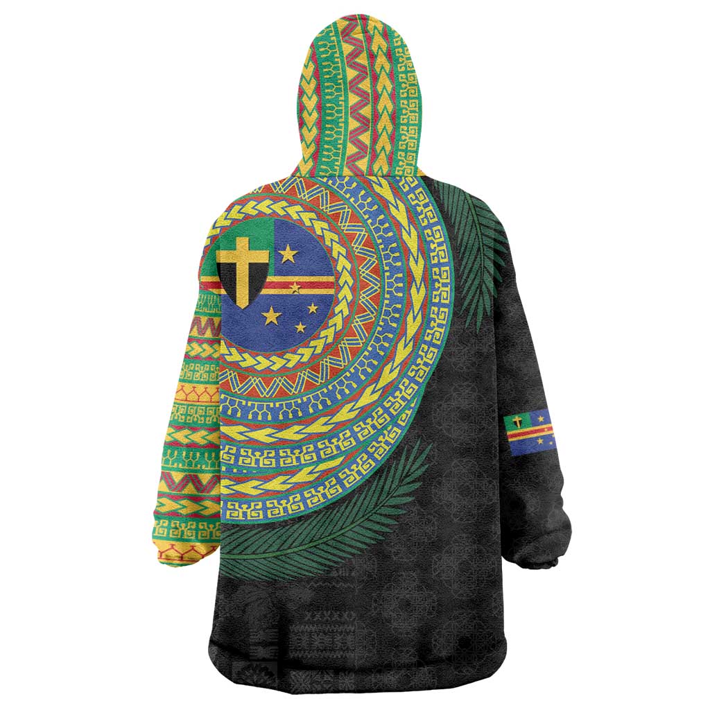 Tafea Tribal Tattoo with Namele Leaves Wearable Blanket Hoodie LT03 - Polynesian Pride