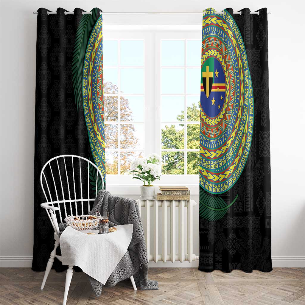 Tafea Tribal Tattoo with Namele Leaves Window Curtain