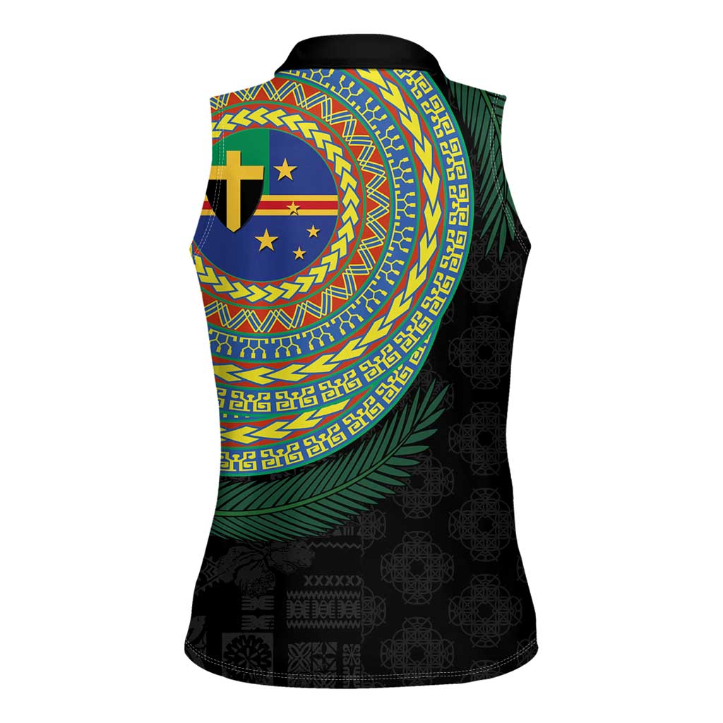 Tafea Tribal Tattoo with Namele Leaves Women Sleeveless Polo Shirt
