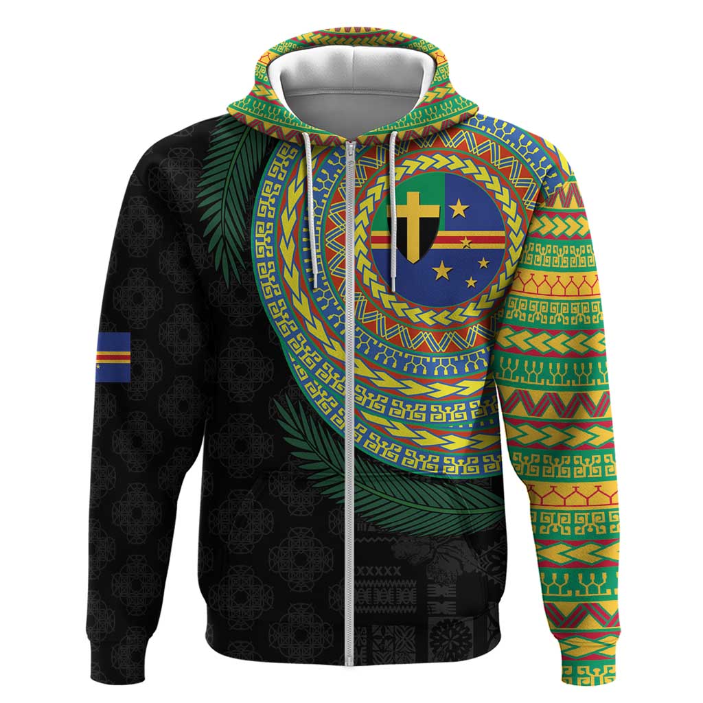 Tafea Tribal Tattoo with Namele Leaves Zip Hoodie