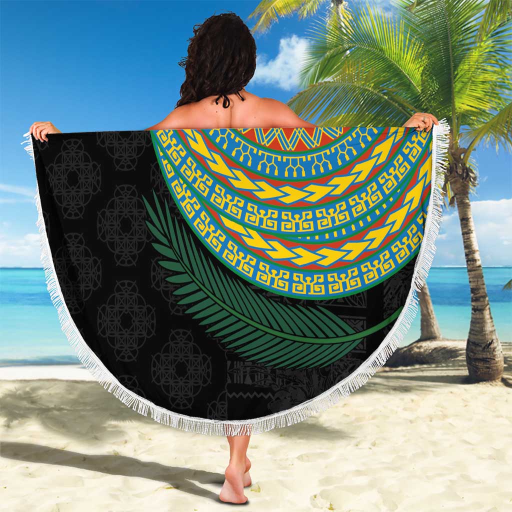 Malampa Tribal Tattoo with Namele Leaves Beach Blanket LT03 - Polynesian Pride
