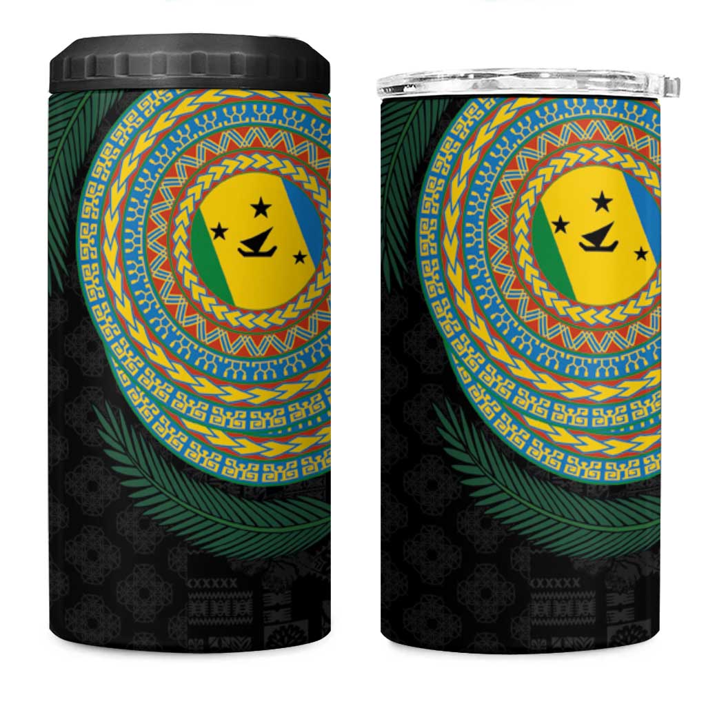 Malampa Tribal Tattoo with Namele Leaves 4 in 1 Can Cooler Tumbler LT03 One Size: 16 oz Black - Polynesian Pride
