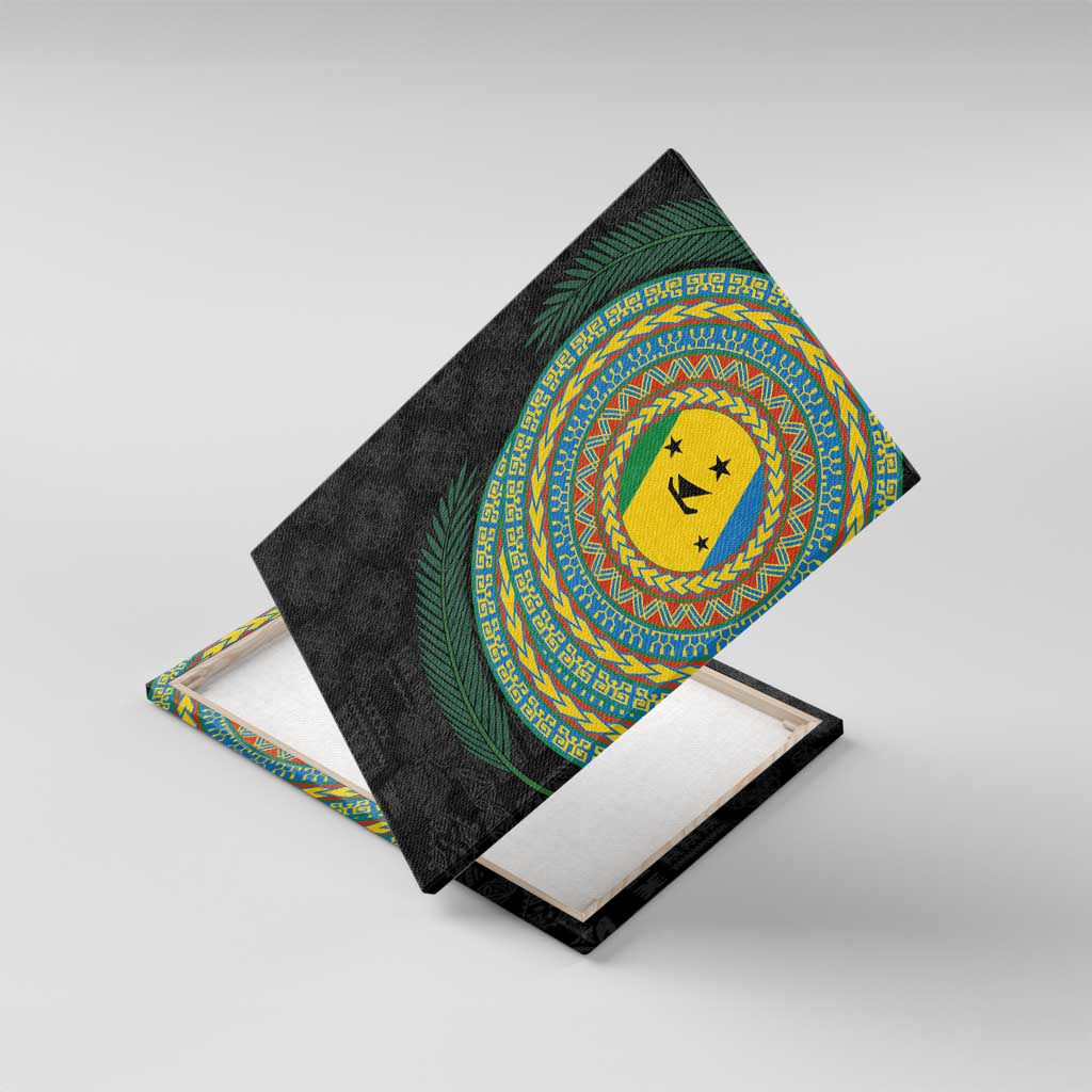 Malampa Tribal Tattoo with Namele Leaves Canvas Wall Art LT03 With Frame Black - Polynesian Pride