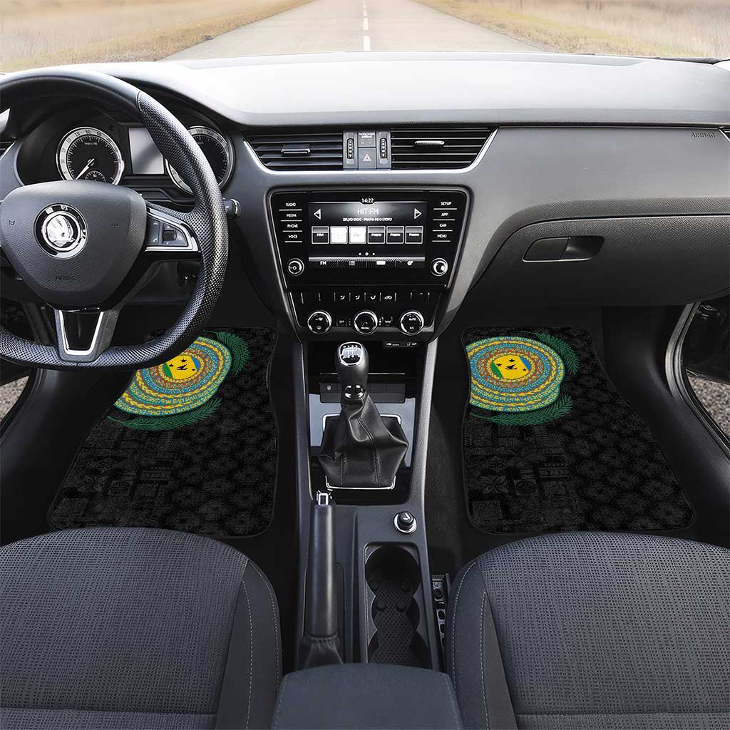 Malampa Tribal Tattoo with Namele Leaves Car Mats LT03 Set 2pcs - Front Black - Polynesian Pride