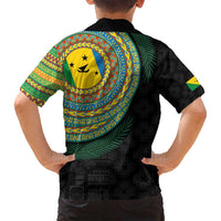 Malampa Tribal Tattoo with Namele Leaves Family Matching Long Sleeve Bodycon Dress and Hawaiian Shirt