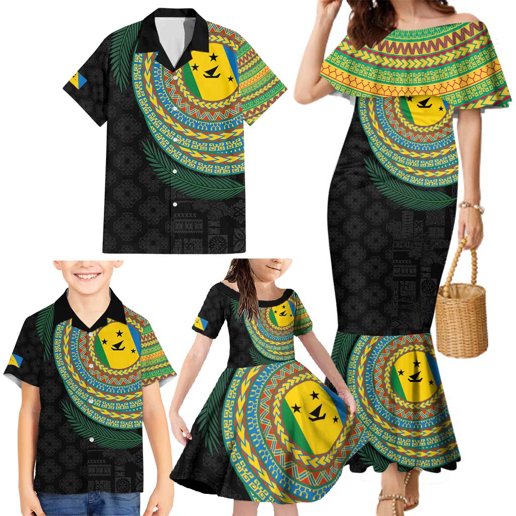 Malampa Tribal Tattoo with Namele Leaves Family Matching Mermaid Dress and Hawaiian Shirt LT03 - Polynesian Pride