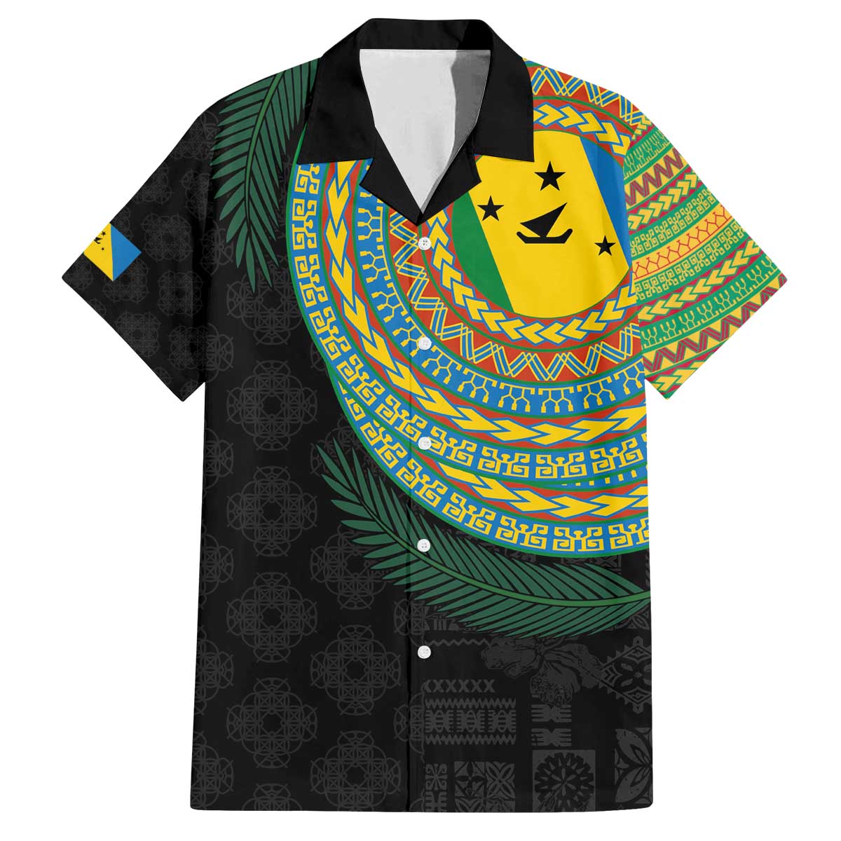 Malampa Tribal Tattoo with Namele Leaves Family Matching Off The Shoulder Long Sleeve Dress and Hawaiian Shirt